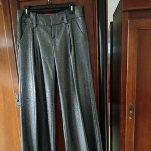 Alice + Olivia Metallic Gray Wide Leg Pants Size 2. Waist Size Is 31. Inseam 34